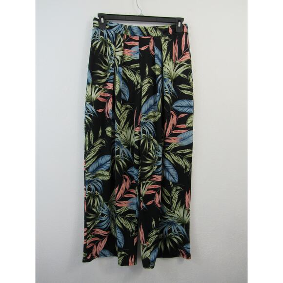 Philosophy XL Black Floral Flowy Pants Pull On Pants Wide Leg Pink Green Blue - Picture 1 of 5